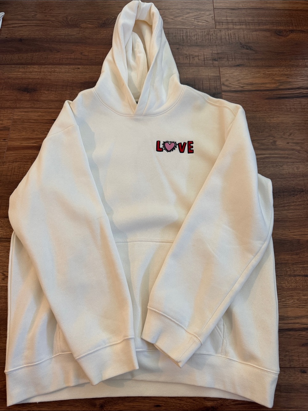 Men’s Love Embroidered Cream Hoodie H&M sz: L